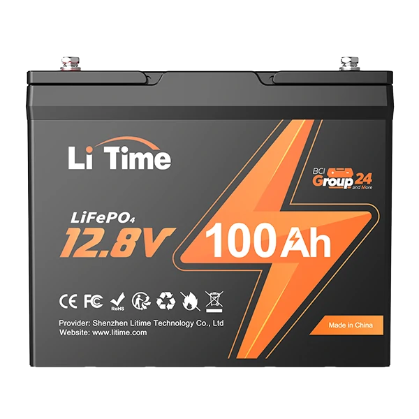 surface of litime 12v 100ah lifepo4 lithium group 24 battery