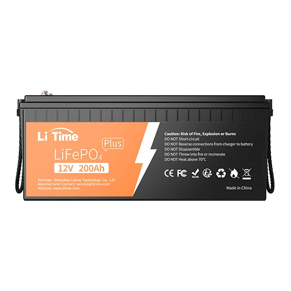 the front view of litime 12v 200ah plus lifepo4 lithium battery