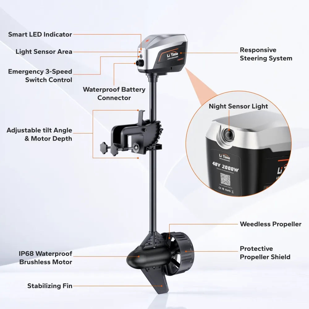 LiTime Argoseeker A2 48V2000W/5HP Electric Outboard Motor