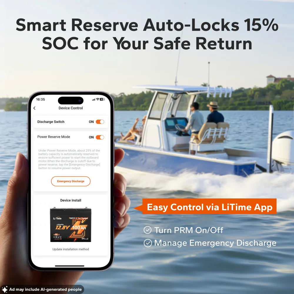 smartly control marine starting battery group 24​ via litime app
