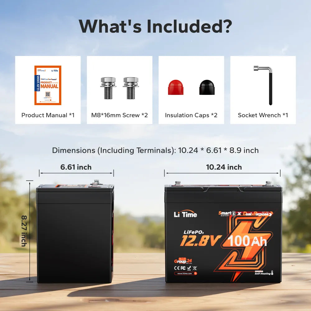 litime 12v 100ah group 24 marine starting battery​ box