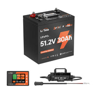 LiTime 48V 30Ah gc2 metal case golf cart battery all-in-one kit with monitor display & battery charger