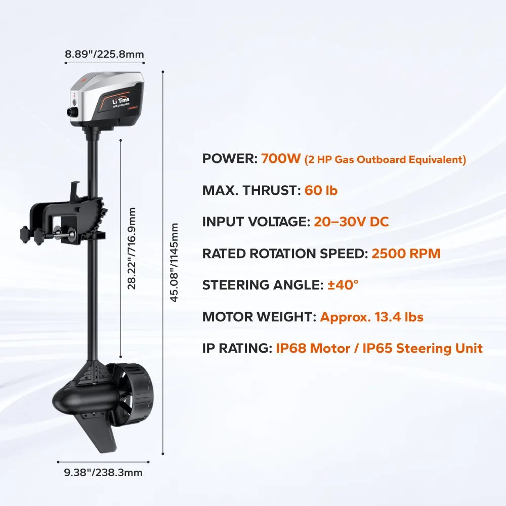 LiTime Argoseeker A1 24V 700W electric outboard motor for kayaks and small boats