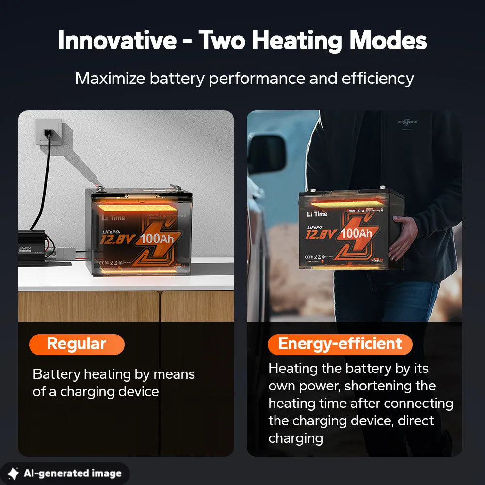 LiTime LiHeat® Dual-Mode Self Heating Best Lithium Battery for Winter
