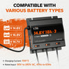 LiTime 3-bank marine lithium battery charger, compatible with multiple 12v battery types for versatile charging