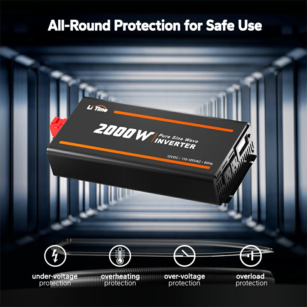 pure sine wave inverter with protections of under-voltage, overheating, over-voltage, overload