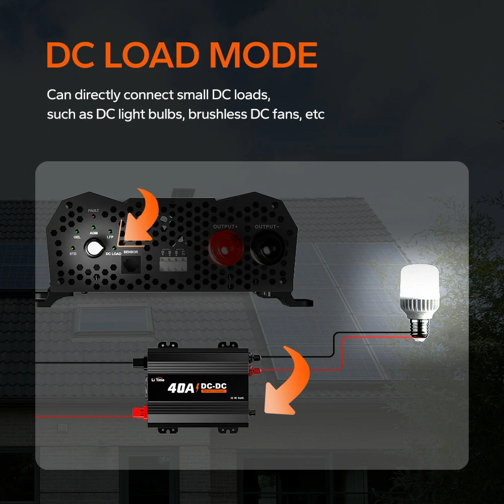 dc load mode feature of litime 40amp dc to dc charger