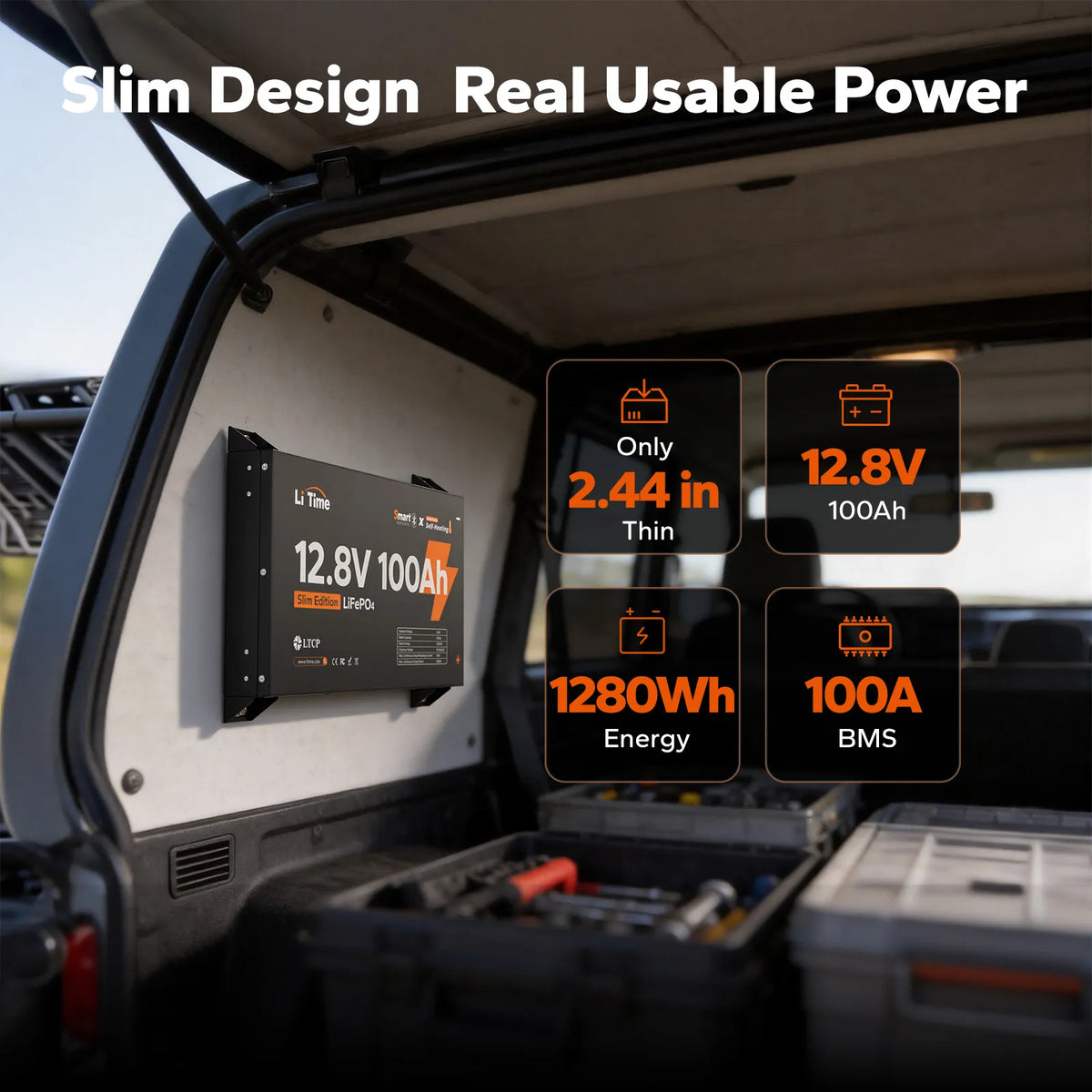 litime 12v 100ah thin lithium battery designed real usable power