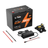 LiTime Group 24 lithium battery kit: 12.8V 100Ah battery with cables, charger, and a battery disconnect switch