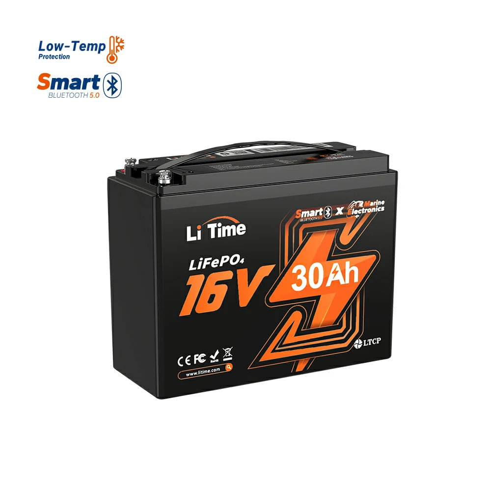 LiTime 16V 30Ah lithium fish finder battery