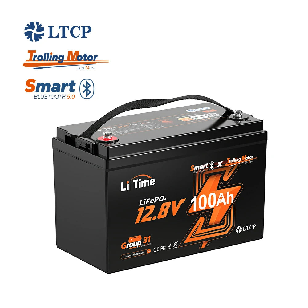 LiTime 12V 100Ah Bluetooth lithium trolling motor fishing battery