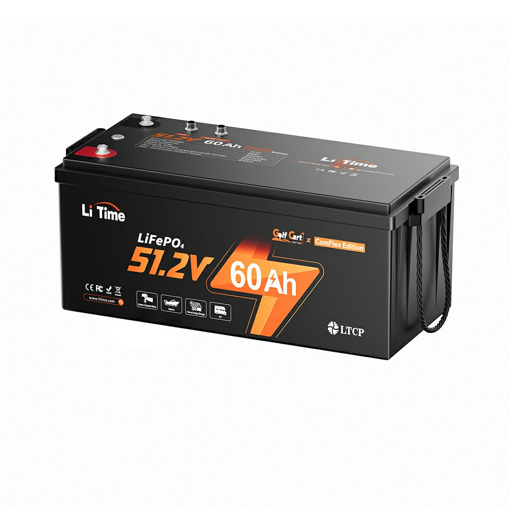 overview of litime 48v (51.2v) 60ah lifepo4 comflex edition golf cart battery