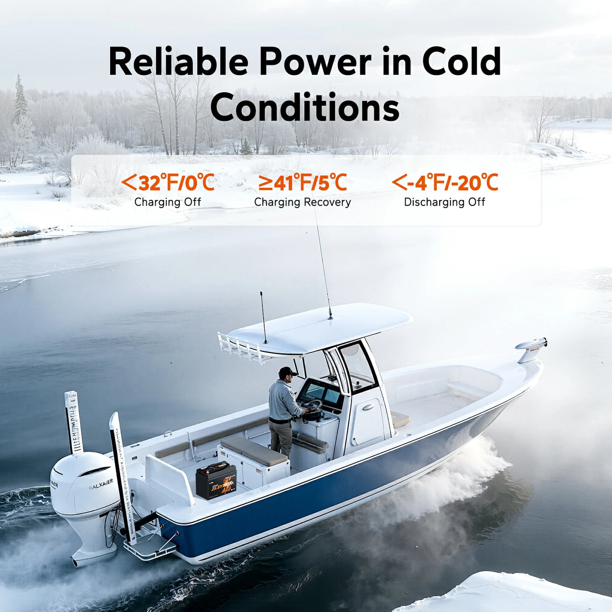 litime 24v 100ah group 31 lithium marine battery is suit for cold conditions