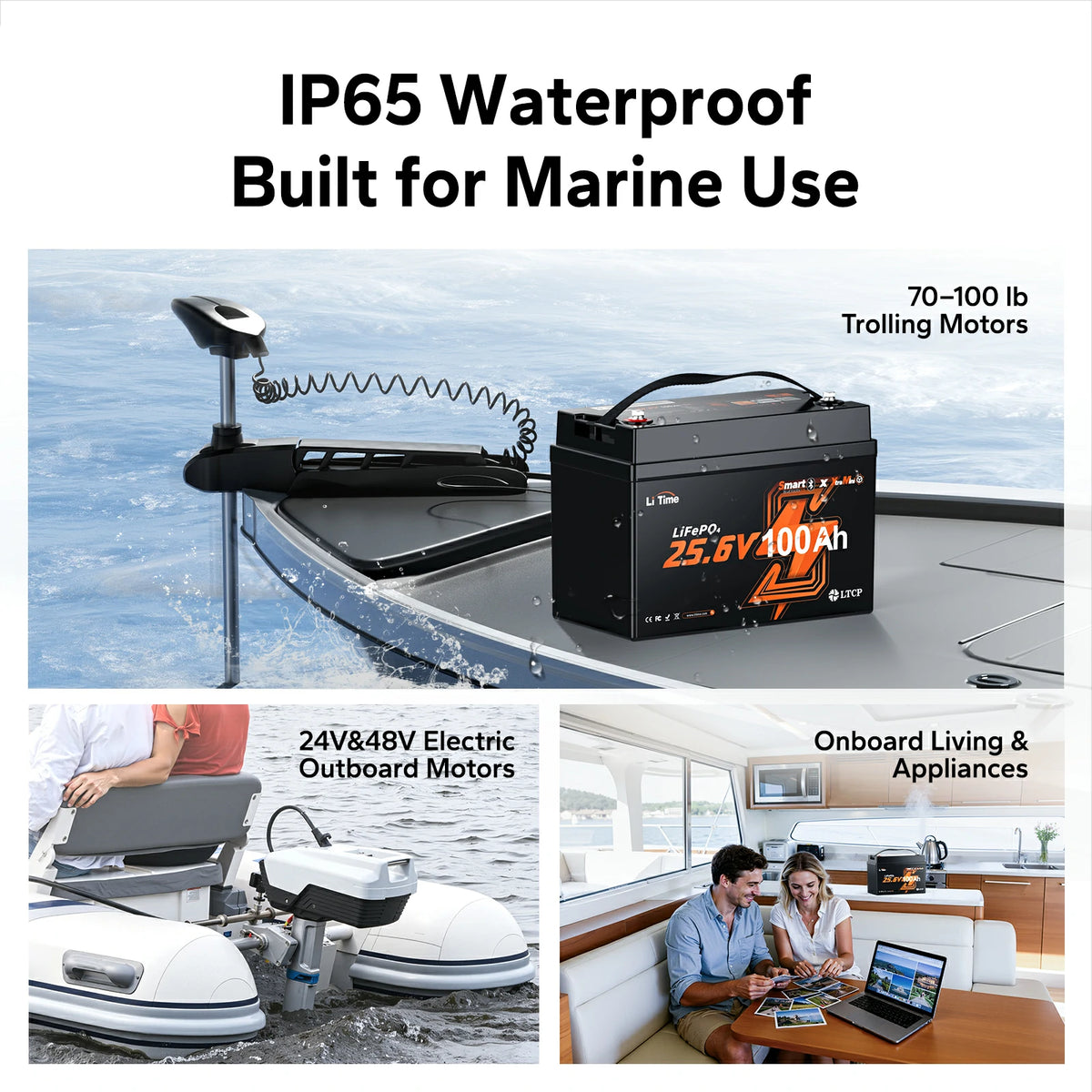 litime 24v 100ah group 31 trolling motor battery​ with IP65 waterproof