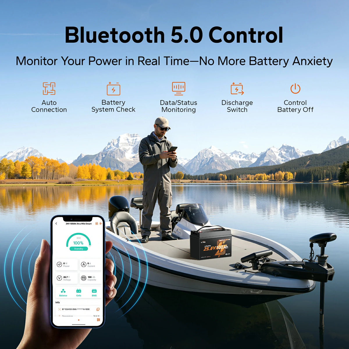 litime 24v 100ah deep cycle marine battery group 31 with bluetooth
