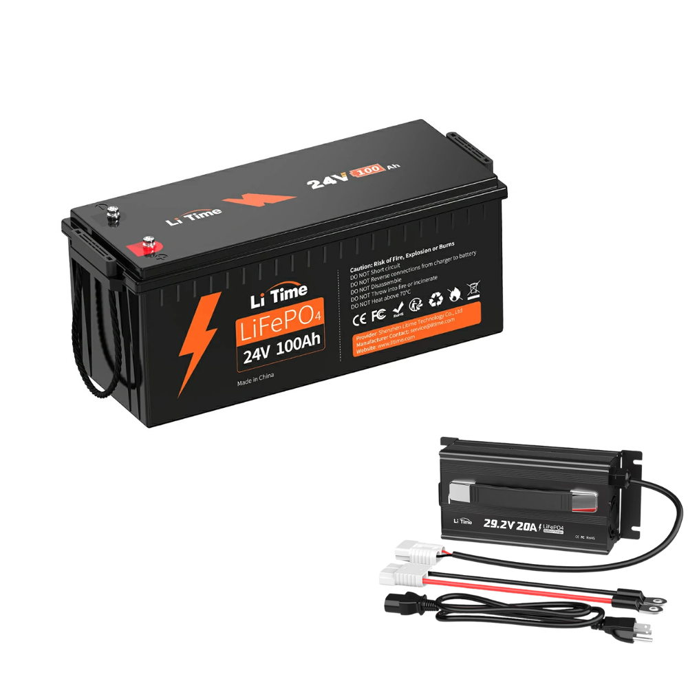 LiTime deep cycle lithium 24V100Ah battery + 24V 20A charger