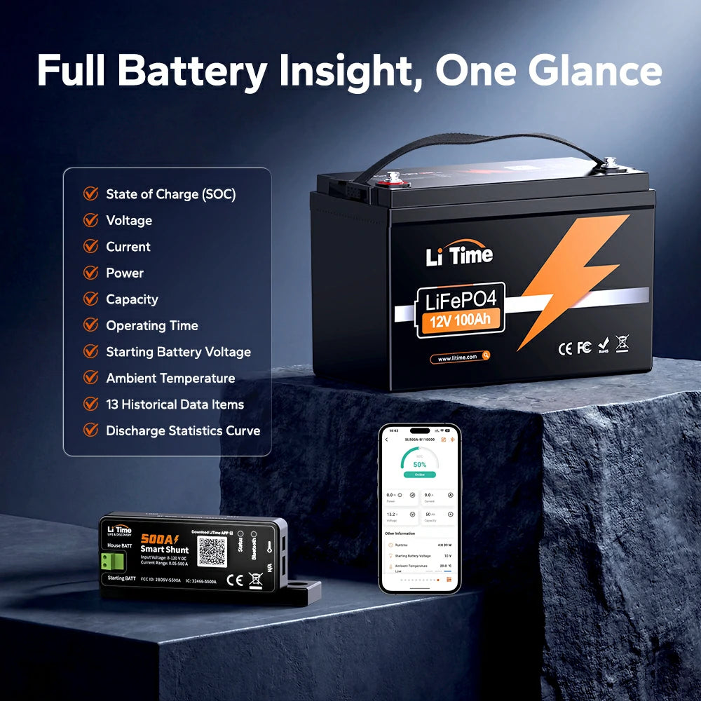 litime battery shunt 500a records 13 types of historical data