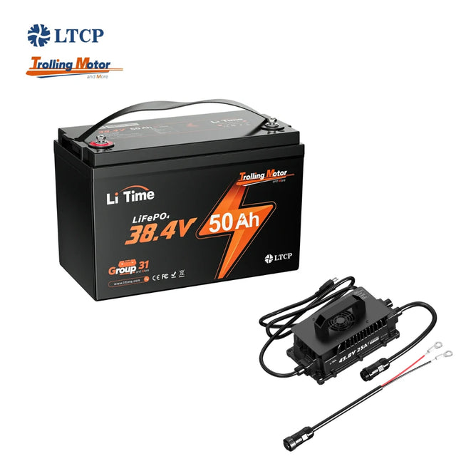 LiTime 36v trolling motor lithium battery kit with 25A charger for lithium battery