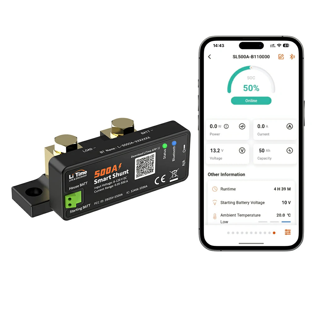 litime 500a battery shunt with bluetooth