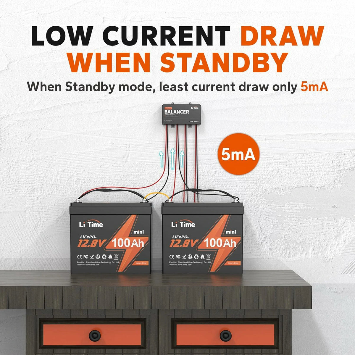 LiTime battery balancer with low standby current draw of 5mA