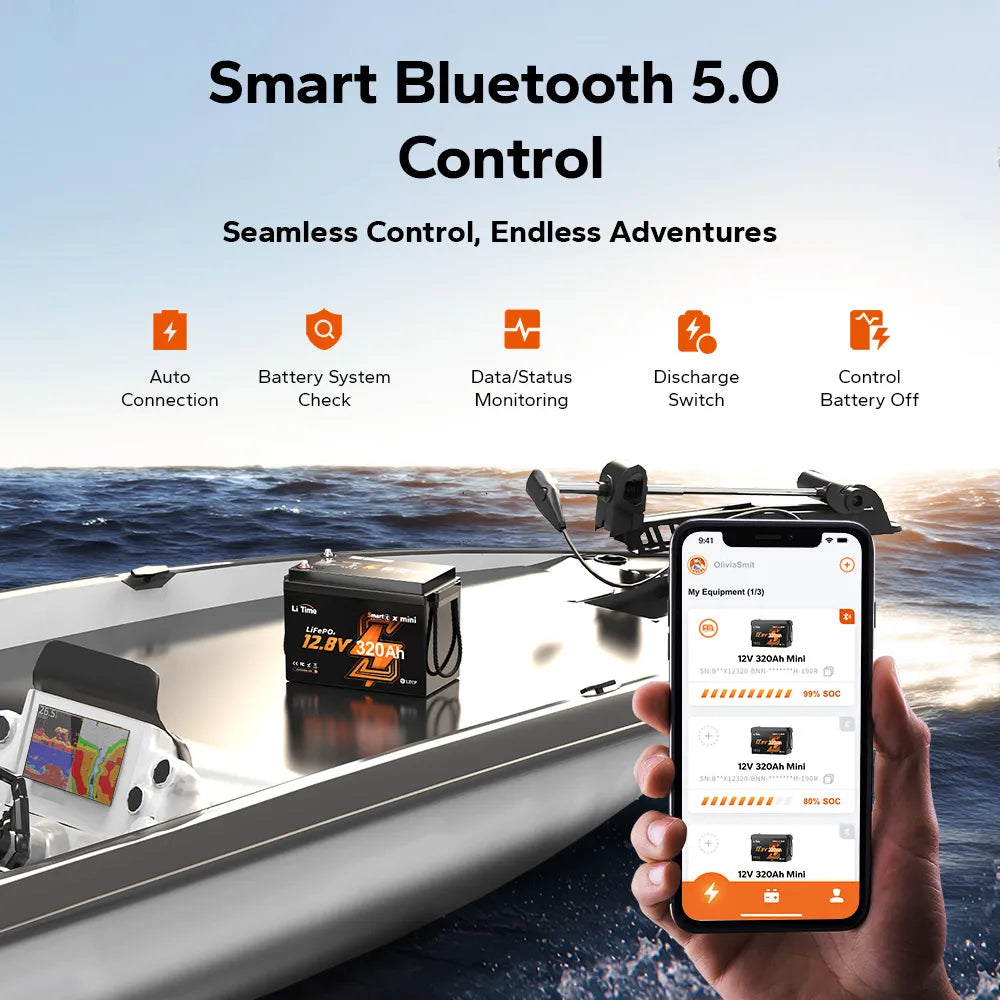 LiTime 12V 320Ah Mini Bluetooth Lithium Battery for RV, Off-Grid and Marine