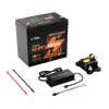 A 12-volt deep cycle marine battery for trolling motor kit with handle, plus charger, breaker, and connection cables