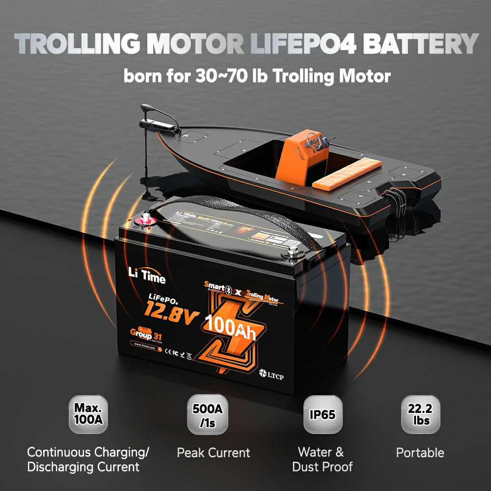 LiTime trolling motor LiFePO4 battery for 30-70lb trolling motor
