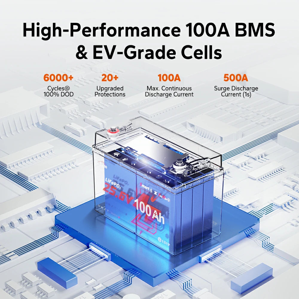 litime 24v 100ah group 31 marine deep cycle battery with high-performance 100a BMS