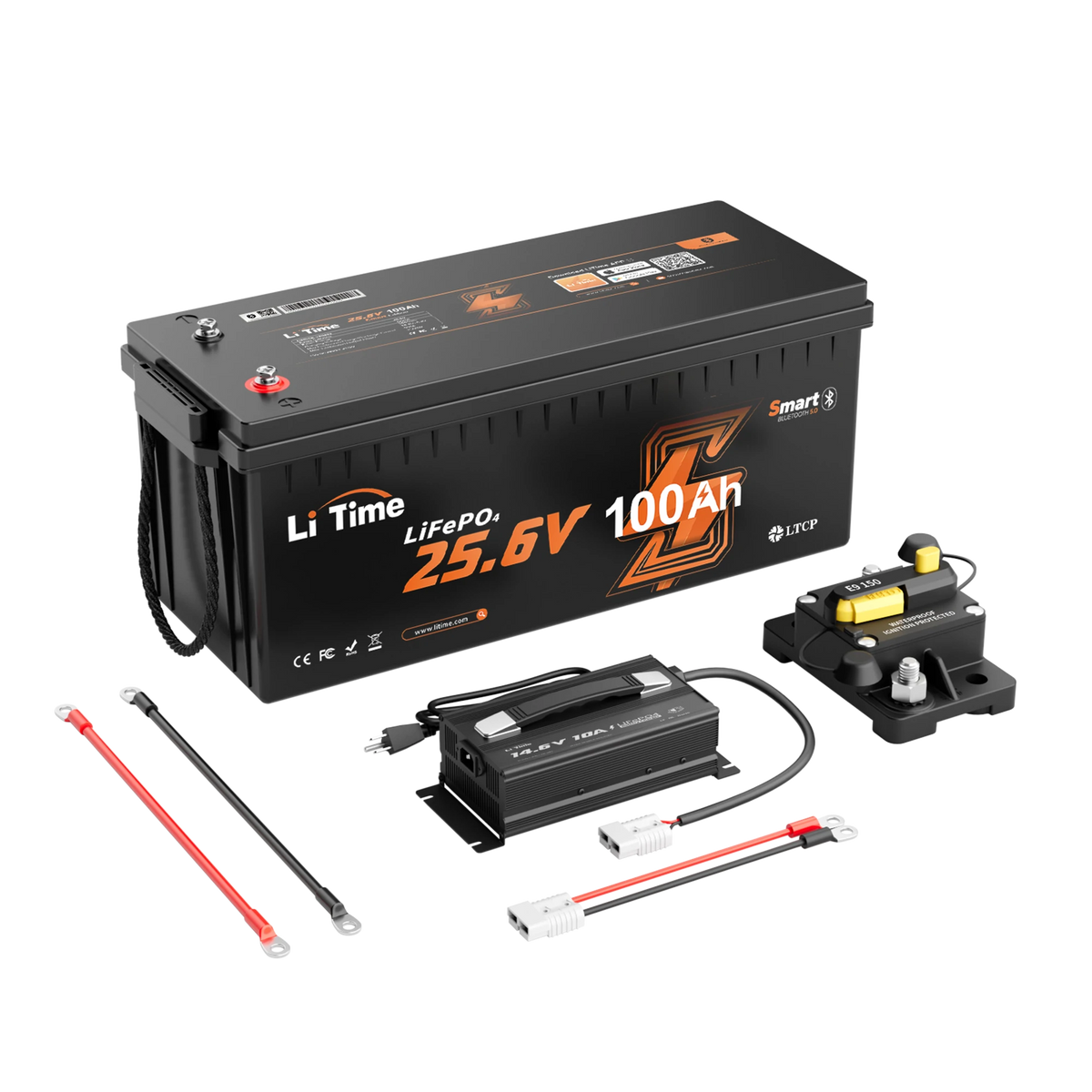 LiTime 24V 100Ah Bluetooth Lithium Battery with Low-Temp Cut-Off Protection, for Trolling Motors, RVs, Marine and Off-Grid