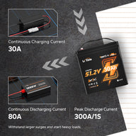 continuous charging and discharging currents for high performance feature of litime 48v bluetooth gc2 golf cart battery