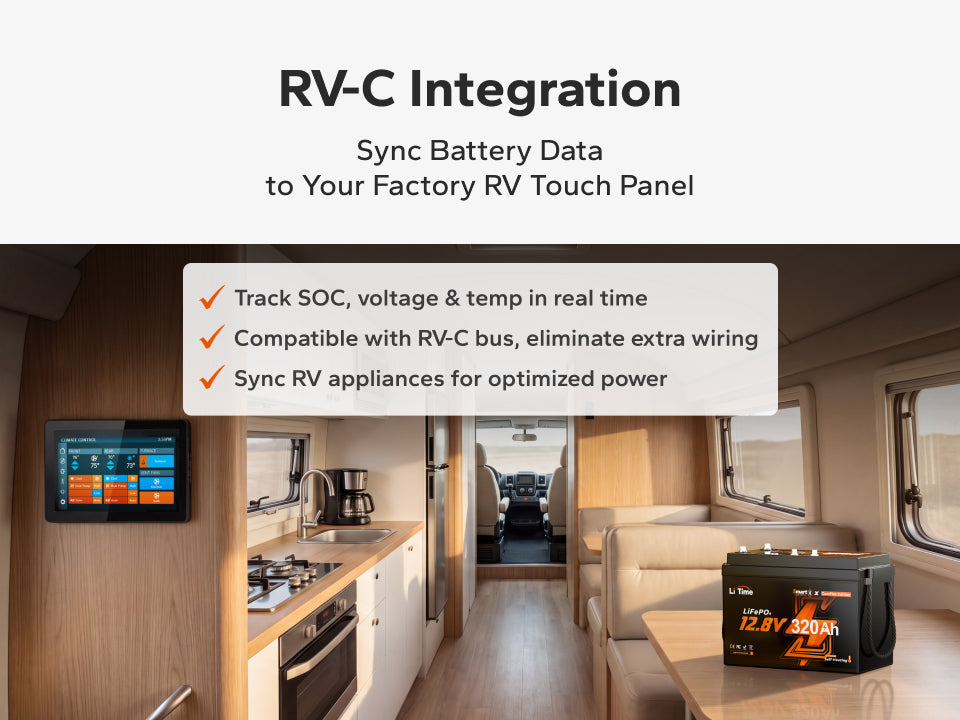 LiTime 12V 320Ah CAN & RS485 ComFlex Smart LiFePO4 Battery | Victron, RV-C & NMEA 2000 Integration