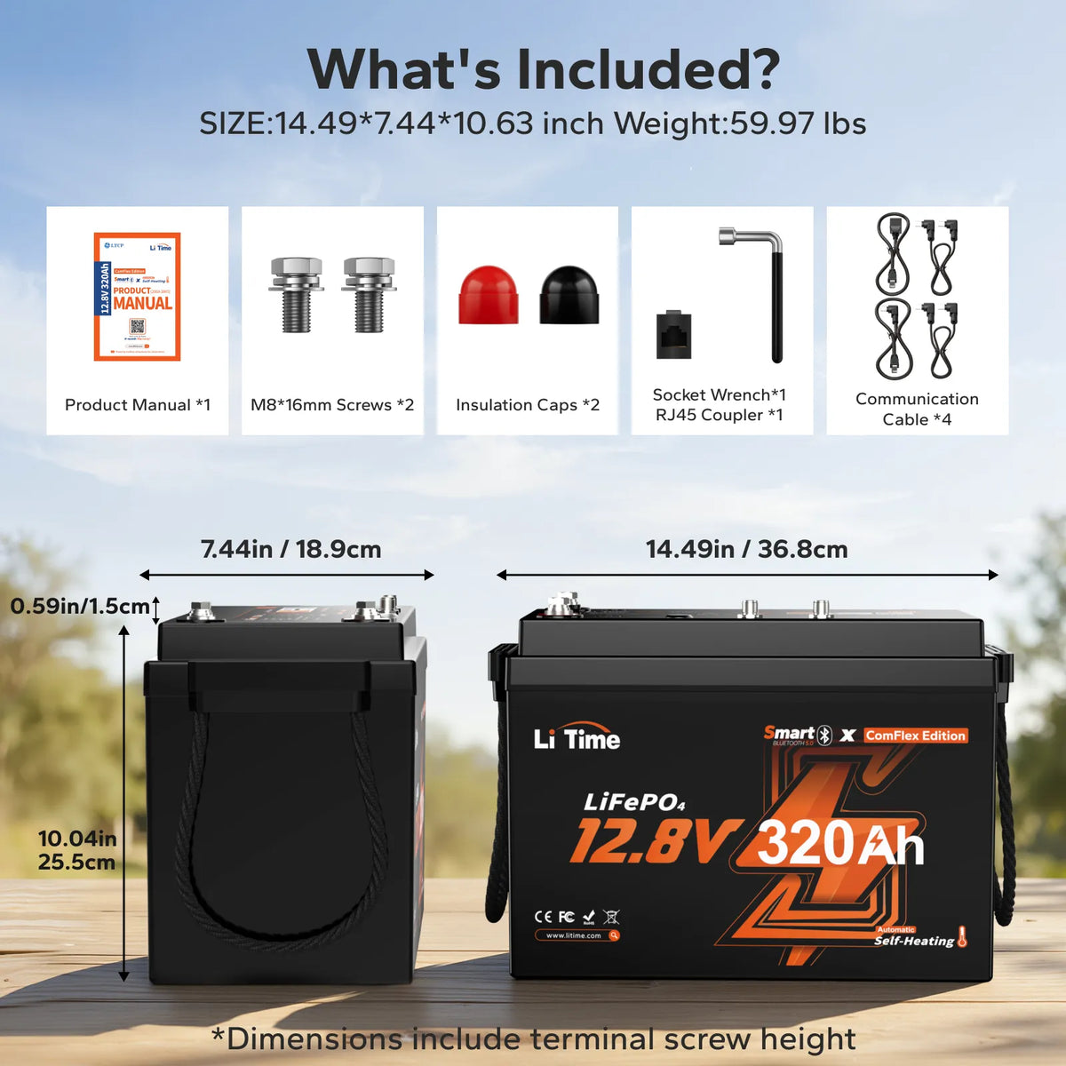 LiTime 12V 320Ah CAN & RS485 ComFlex Smart LiFePO4 Battery | Victron, RV-C & NMEA 2000 Integration