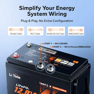 LiTime 12V 320Ah CAN & RS485 ComFlex Smart LiFePO4 Battery | Victron, RV-C & NMEA 2000 Integration