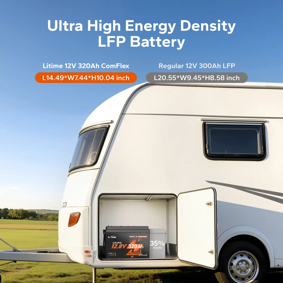 LiTime 12V 320Ah CAN & RS485 ComFlex Smart LiFePO4 Battery | Victron, RV-C & NMEA 2000 Integration