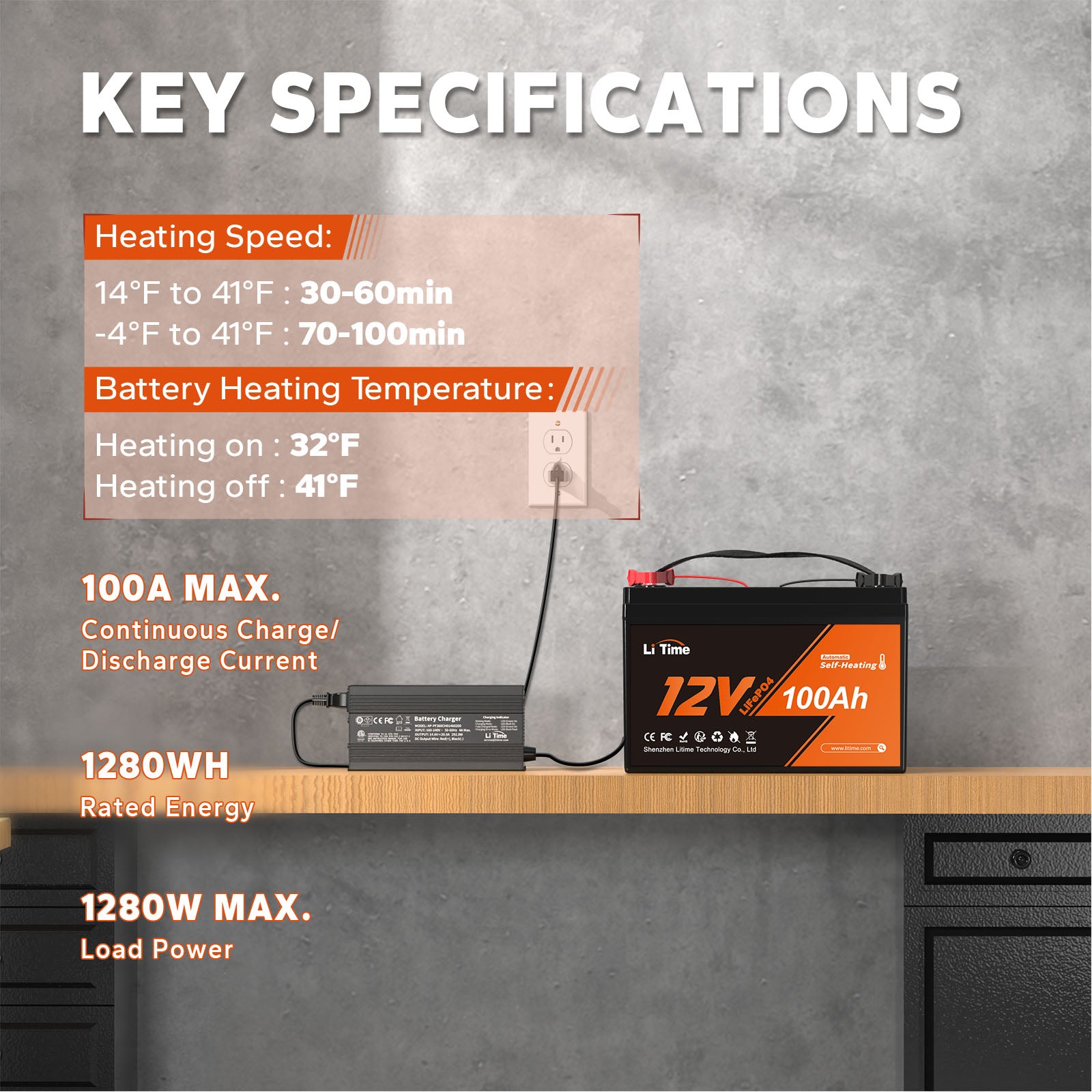 litime 12v 100ah self heating lithium rv batteries