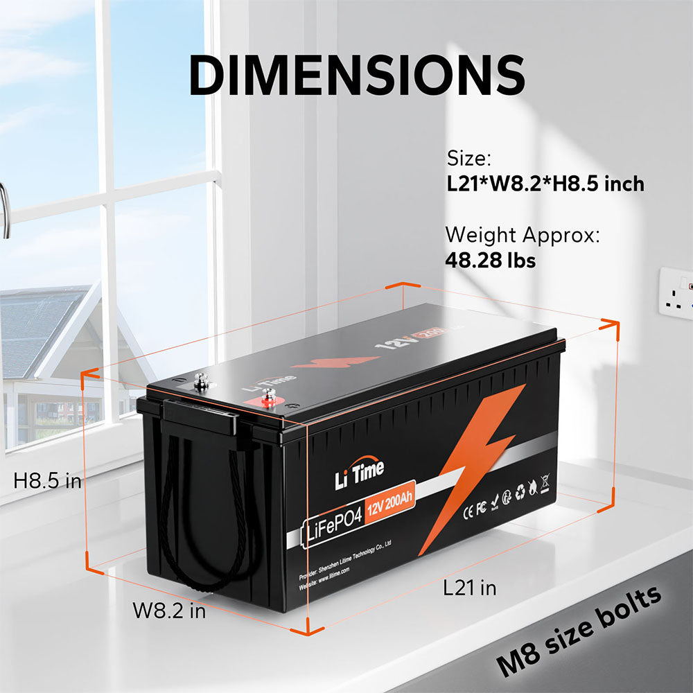dimension information of litime 12v 200ah lifepo4 battery