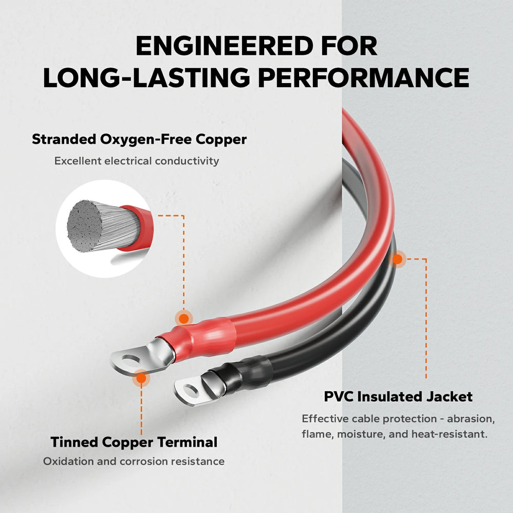 LiTime 4AWG battery cable set for RV battery size chart setup