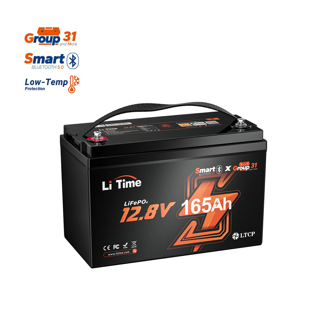 LiTime 12V 165Ah Bluetooth lithium fishing battery for boat power