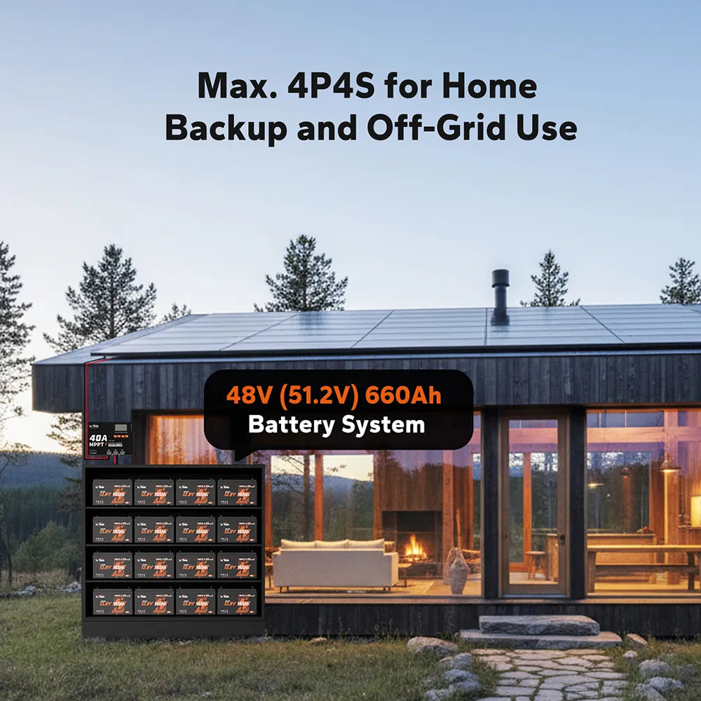 litime 12v165ah battery supports Max.4P4S for home backup and of-grid use