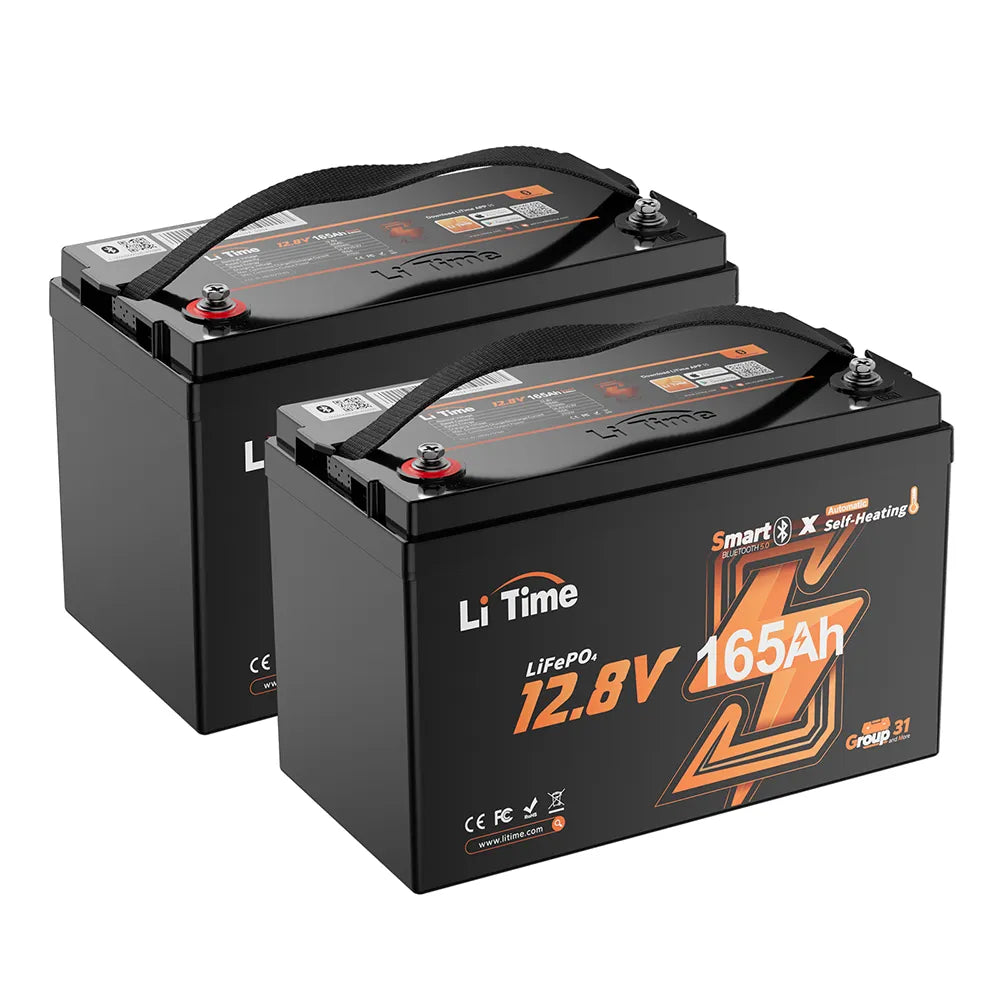 litime 12v 165ah self-heating lithium battery 2 packs