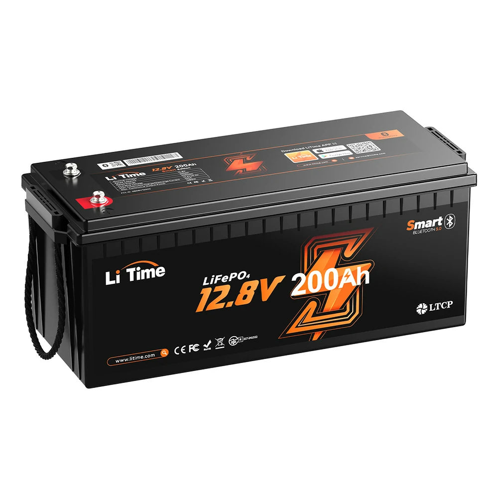12V 200Ah bluetooth battery with low-temp cut off protection, suitable for RVs, trolling motor, marine, home storage, off-grid, etc.