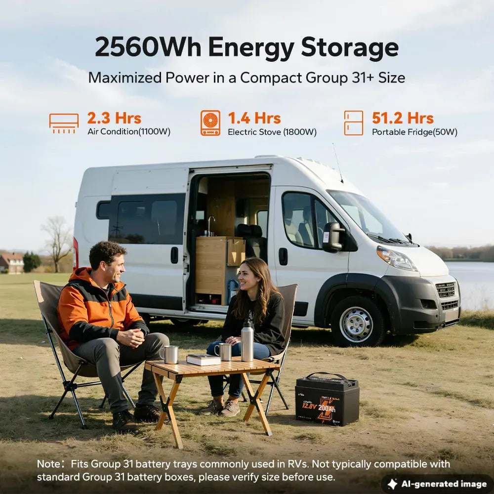LiTime 12V 200Ah Xtra Mini Group 31 Bluetooth Lithium Battery for RV, Camping & Off-Grid