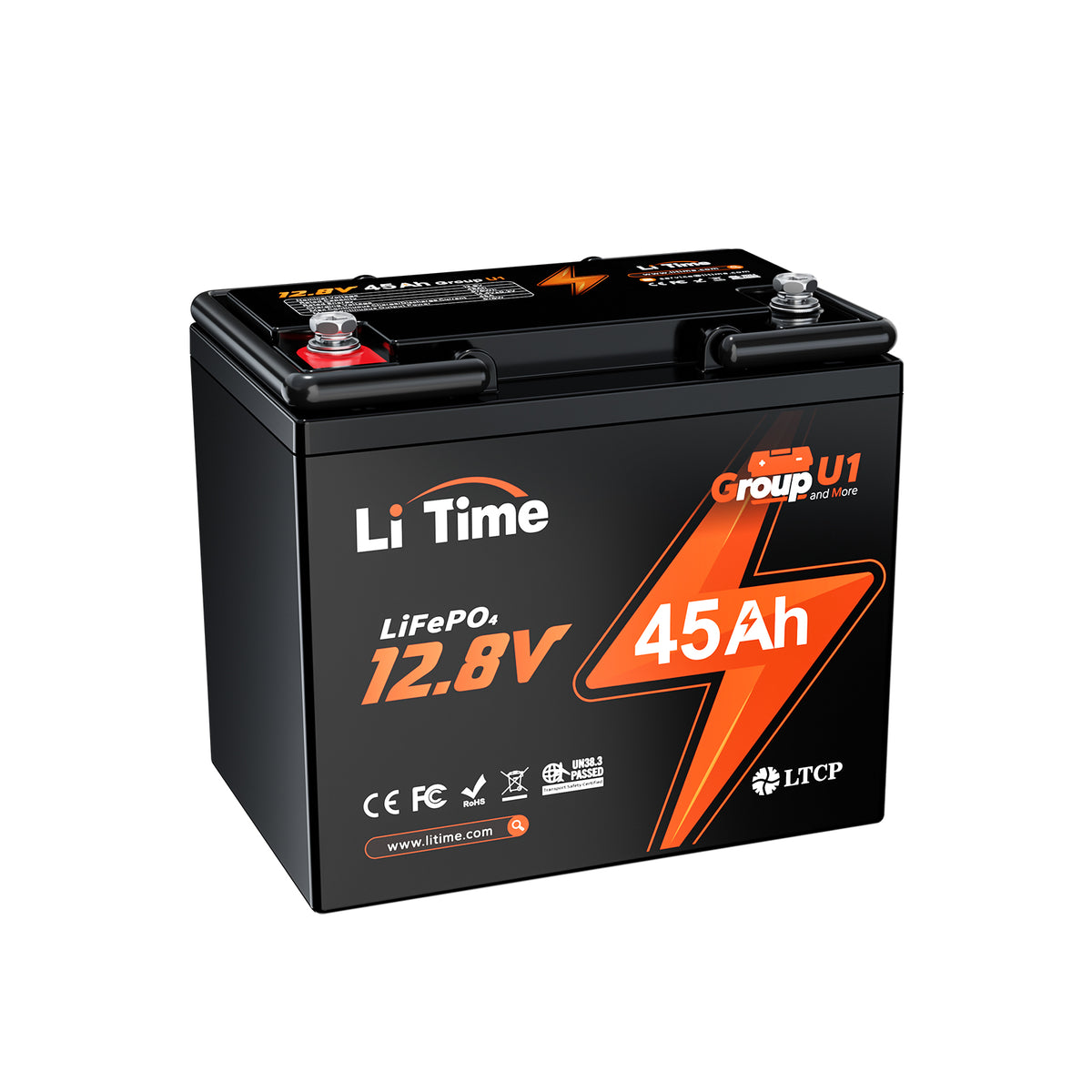 overview of LiTime 12V 45Ah U1 Lithium Wheelchair Battery