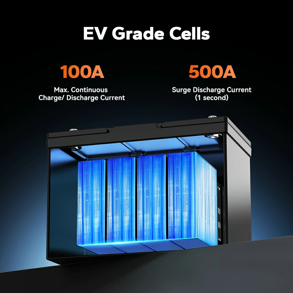 LiTime 12v lithium group 27 battery with ev grade lifepo4 cells-100A continuous charge/discharge, 500A surge current (1sec)