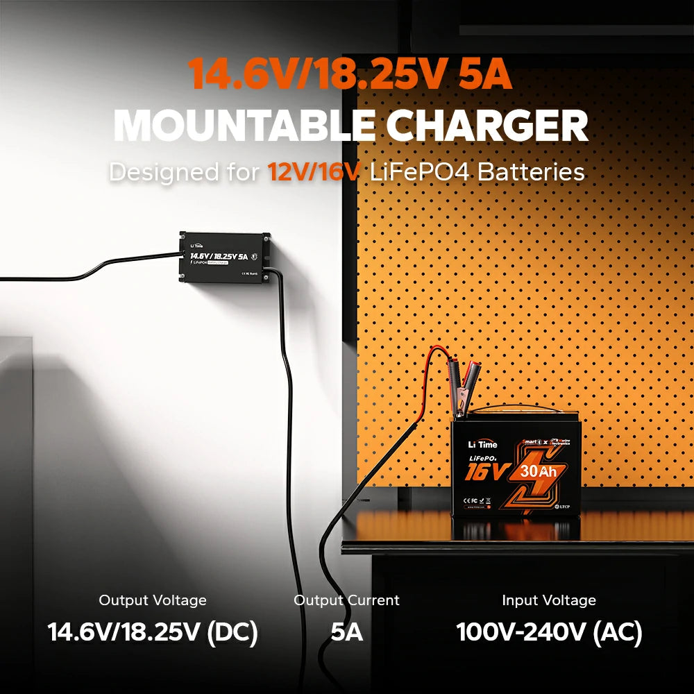 litime lithium battery charger for 12v/16v lifepo4 battery