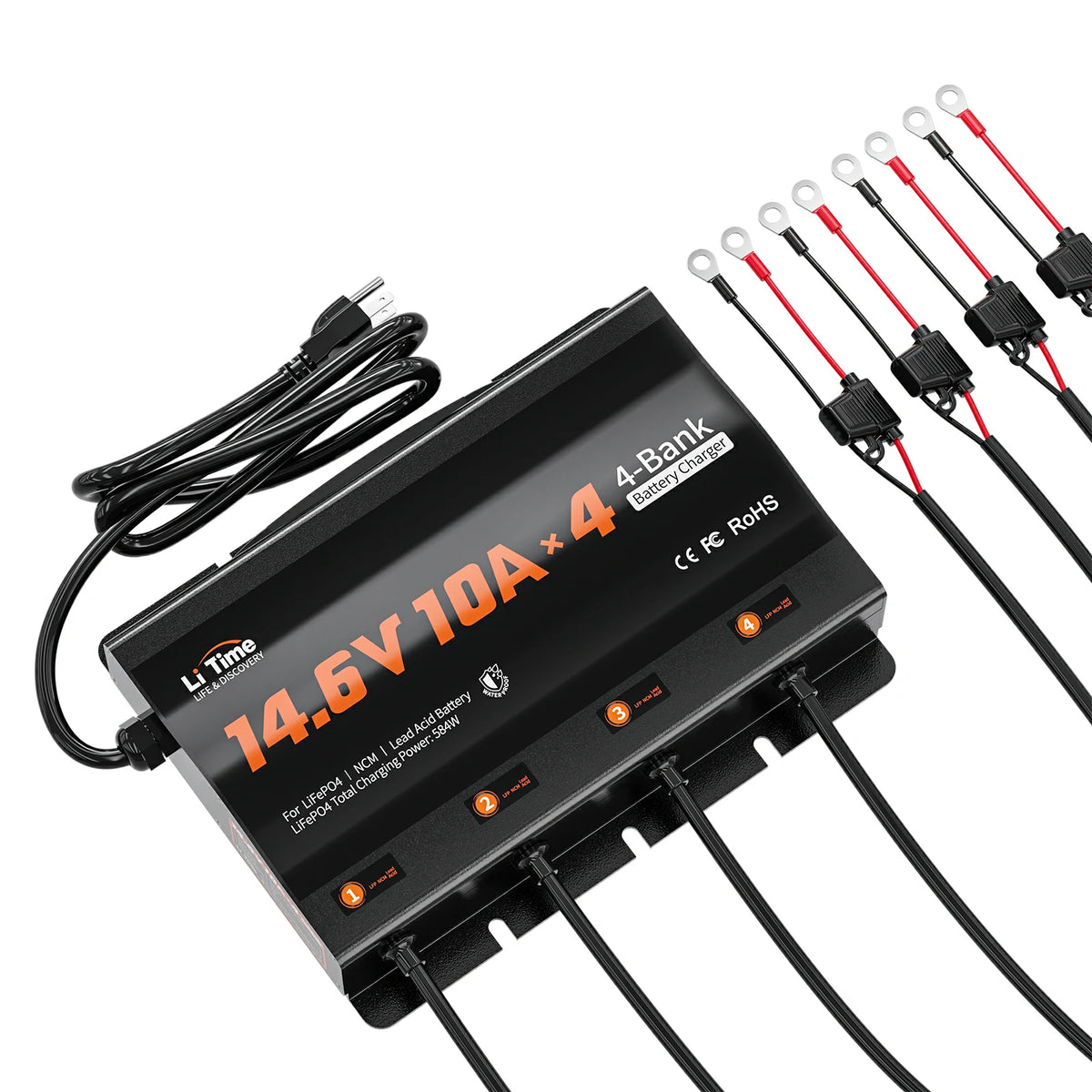 LiTime 4 bank 12v battery charger