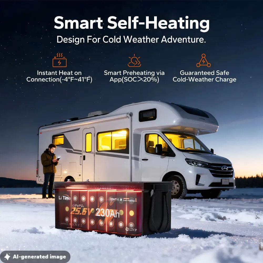 LiTime LiHeat® Dual-Mode Self Heating Best Lithium Battery for Winter
