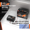 LiTime 30A MPPT solar charge controller with LiFePO4 battery, showing default settings