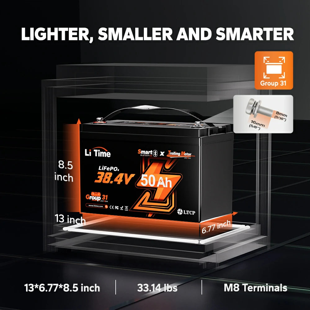 LiTime 36V 50Ah Bluetooth trolling motor battery for Prime Day deals