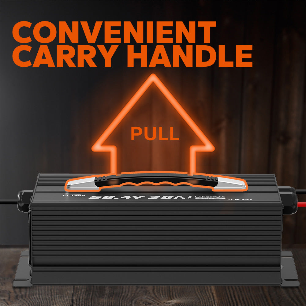 carry handle for your convenience of litime 48v 30ah battery charger